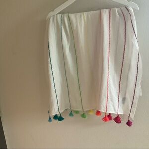 J. Crew Scarf with rainbow embroidery and tassels. Great used condition.